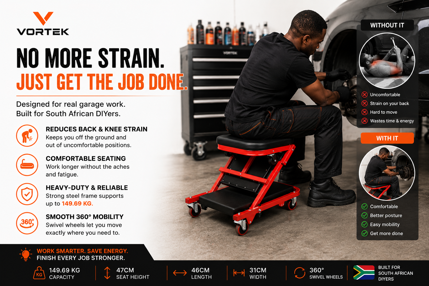 Vortek Rolling Mechanic Creeper Seat
