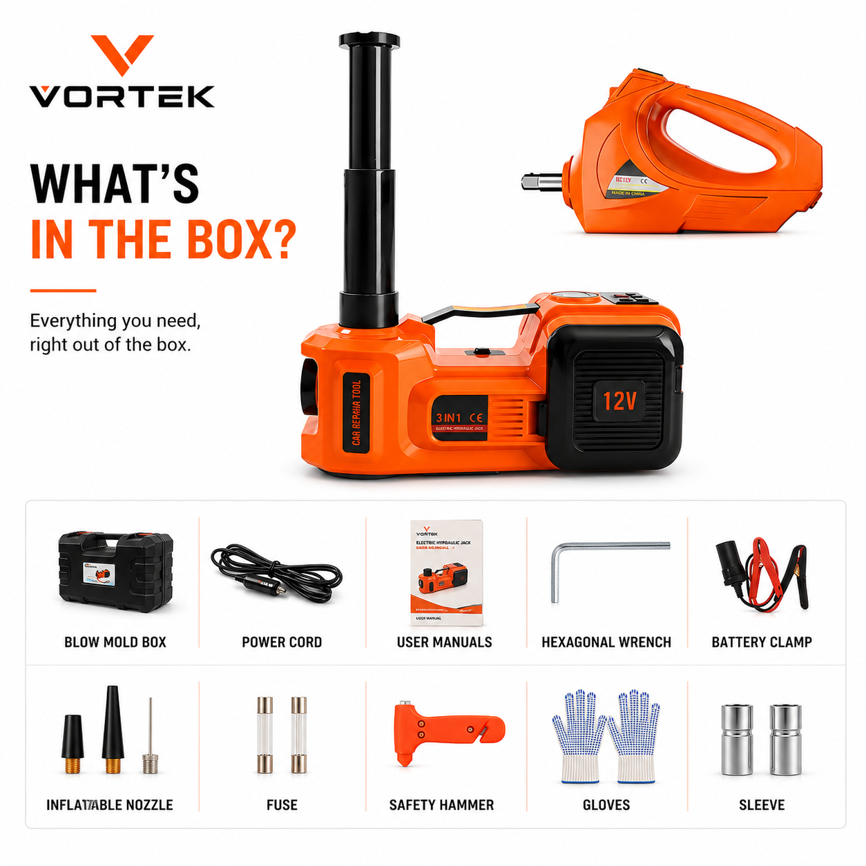 Vortek 3-in-1 Electric Car Jack