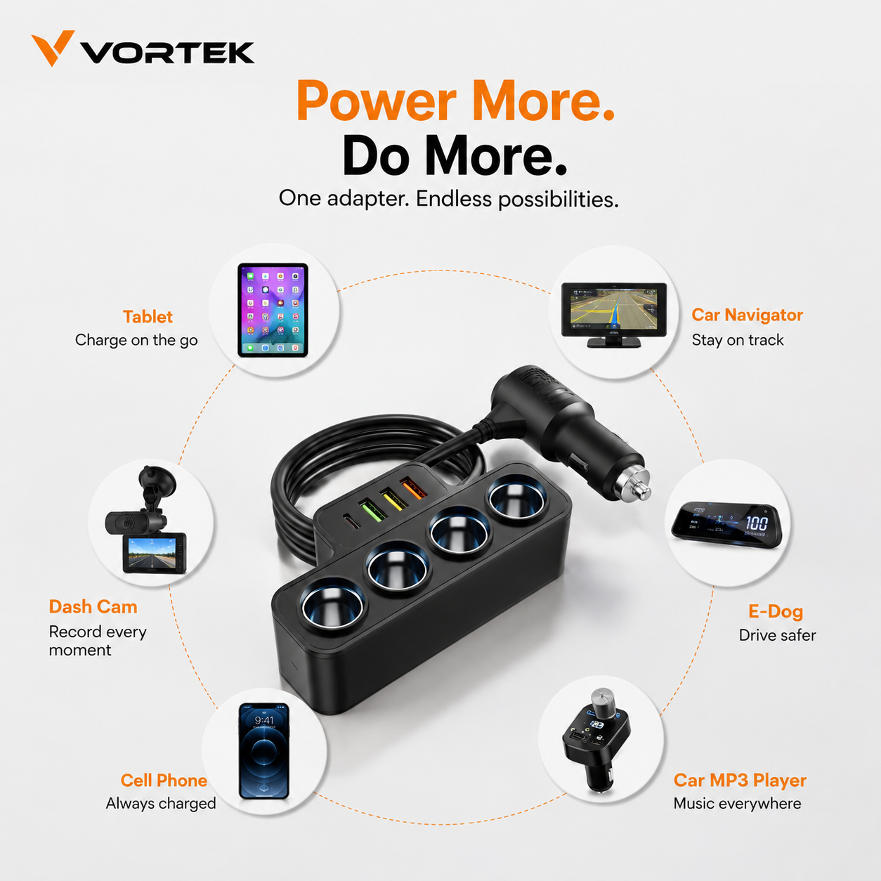 Vortek 12V Multi-Port Adapter Hub