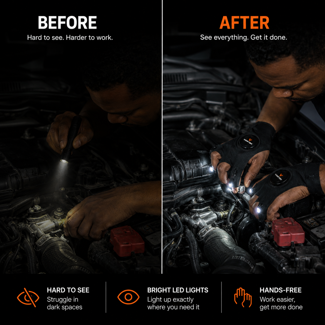 Vortek LED Work Gloves