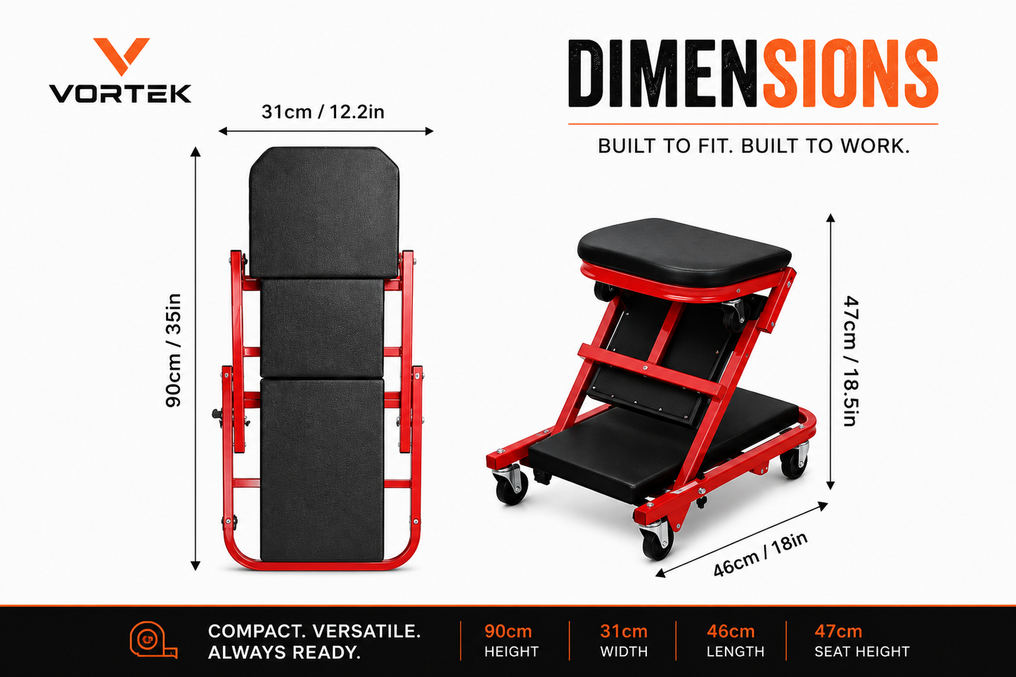 Vortek Rolling Mechanic Creeper Seat