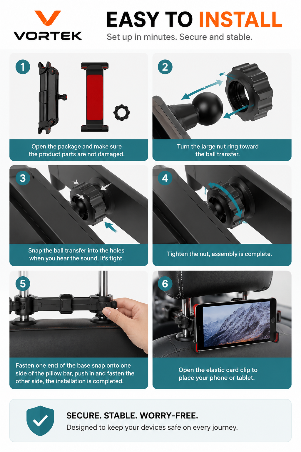 Vortek Headrest Tablet Mount
