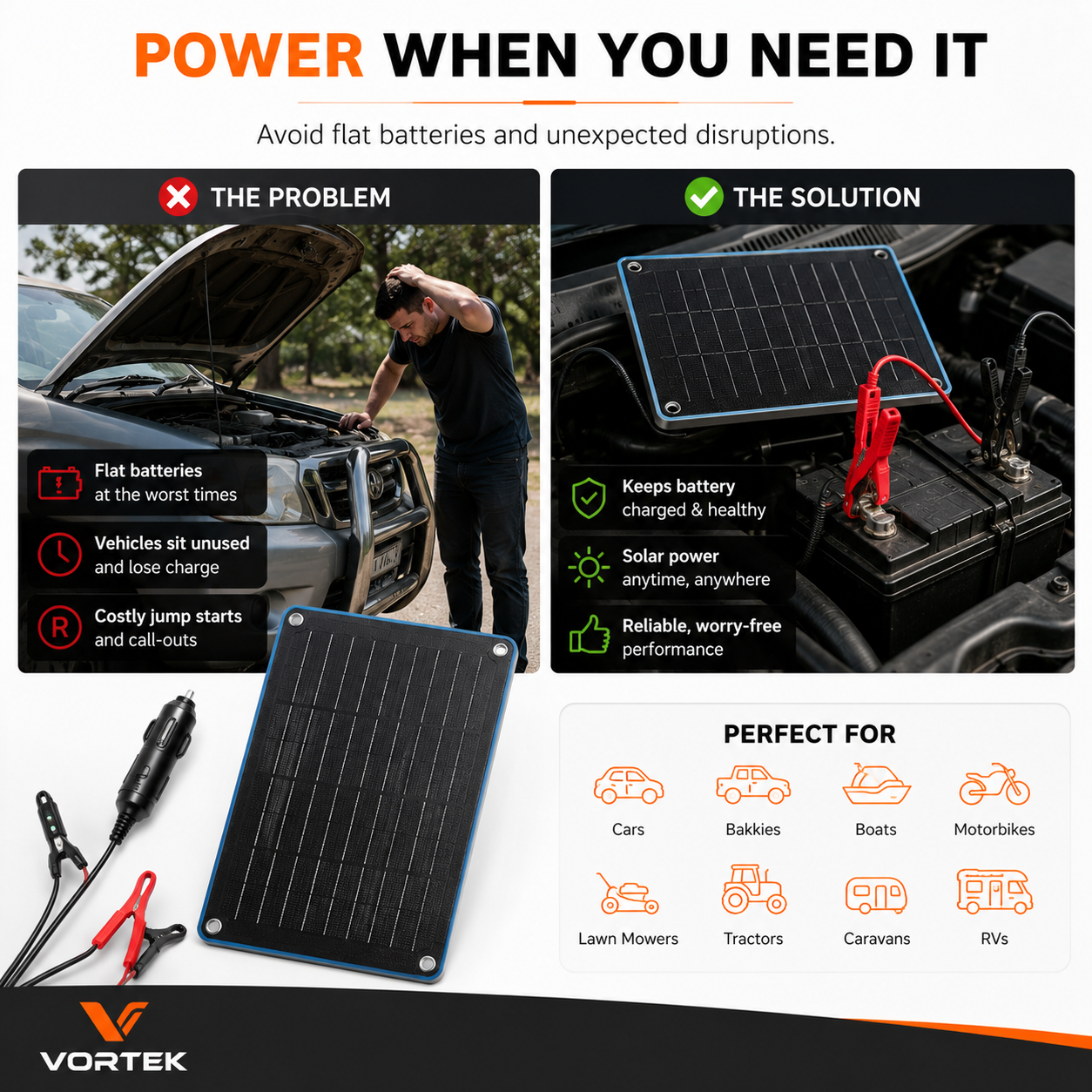 Vortek Window-Mount Solar Battery Charger