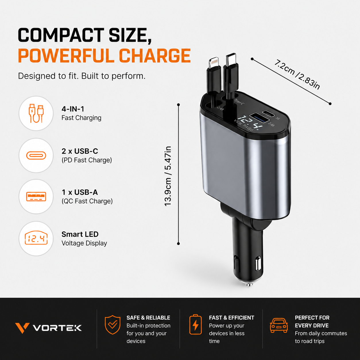 Vortek 4-in-1 Rapid Car Charger