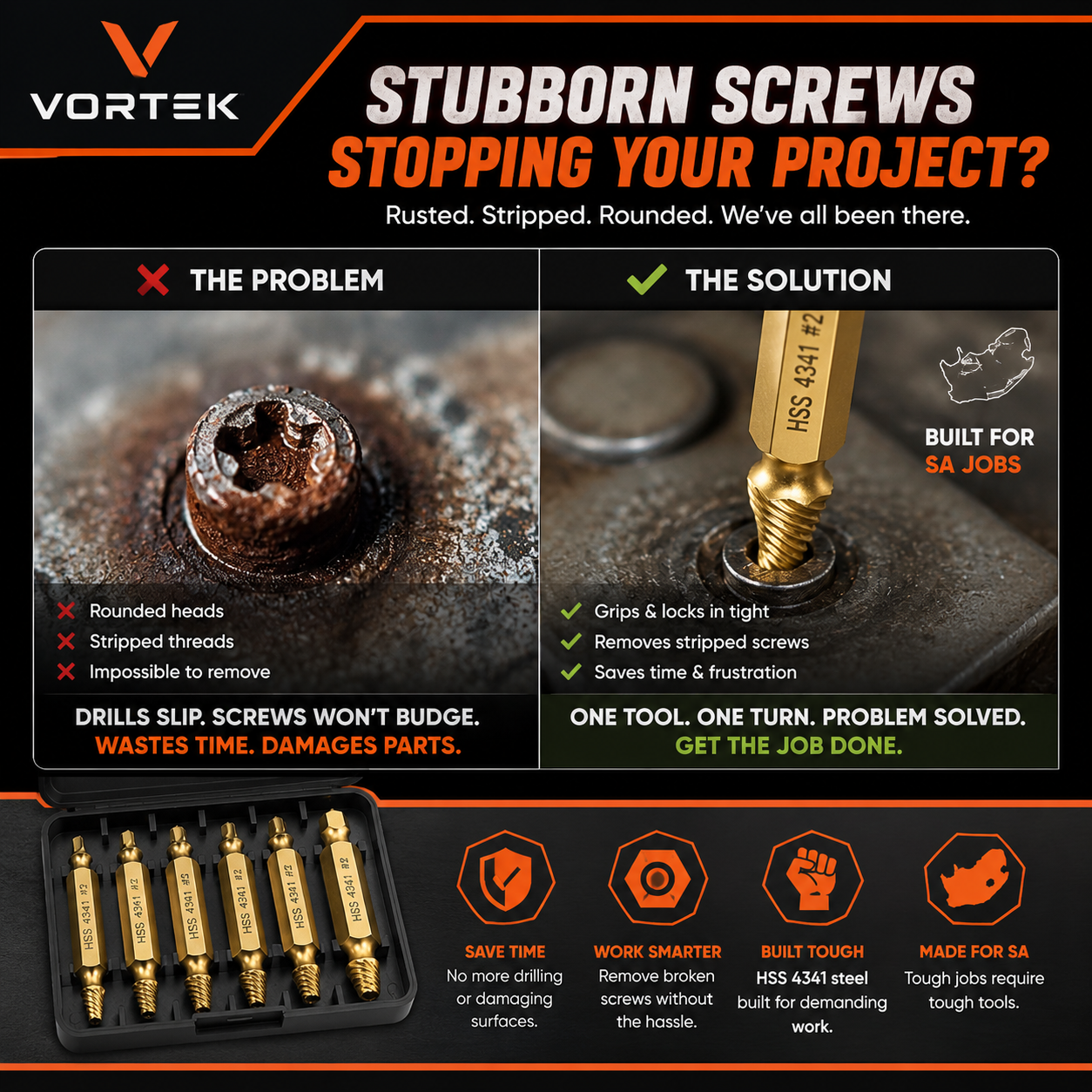 Vortek Screw Extractor Bit Set