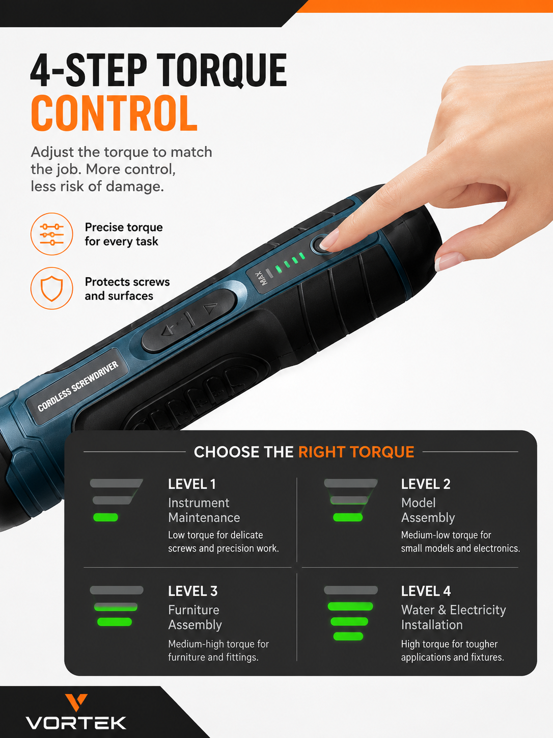 Vortek Cordless Electric Screwdriver