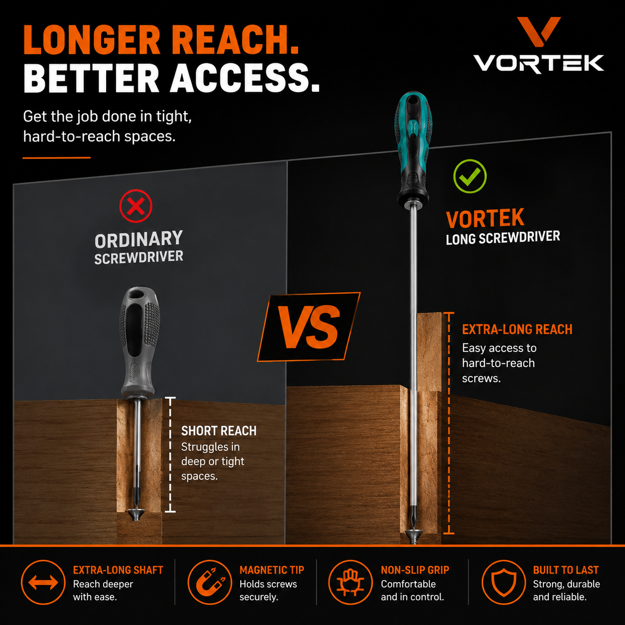 Vortek Extra-Long Screwdriver Set