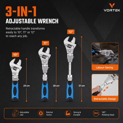 Vortek 3-in-1 Adjustable Wrench