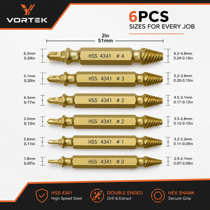 Vortek Screw Extractor Bit Set