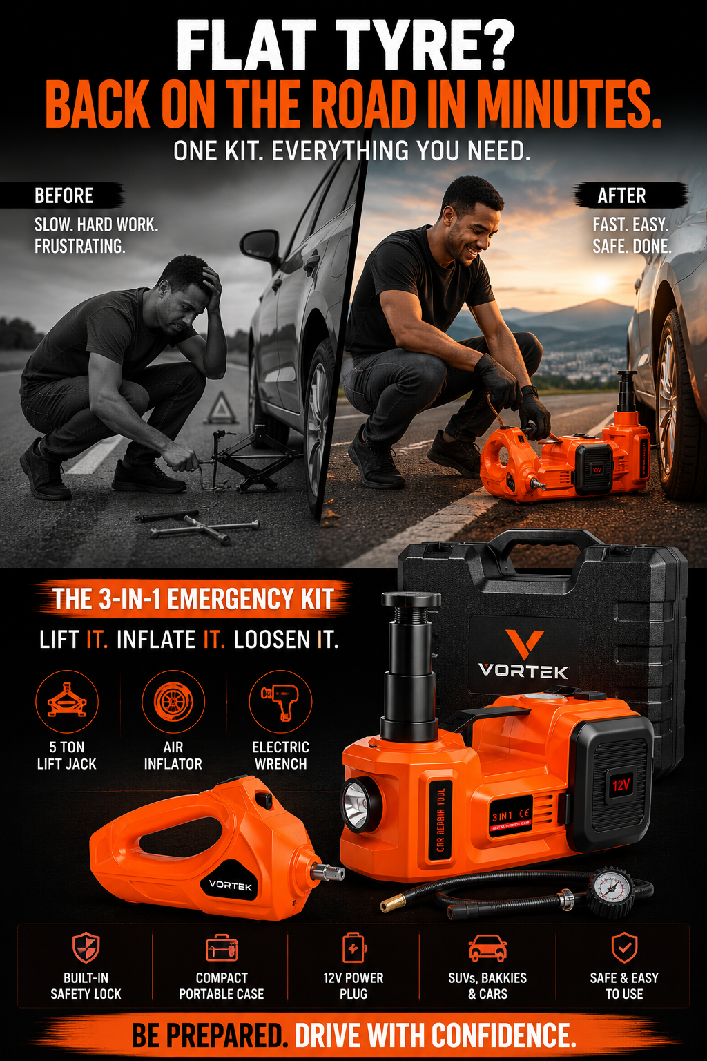 Vortek 3-in-1 Electric Car Jack