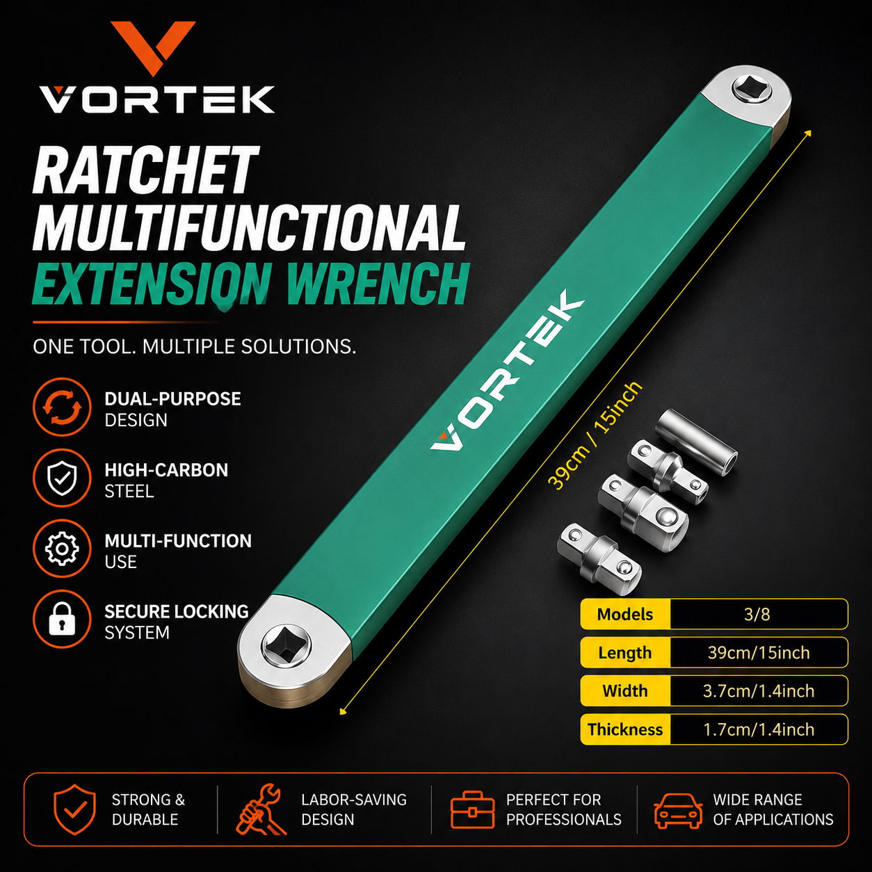 Vortek 2-in-1 Ratchet Extension Wrench