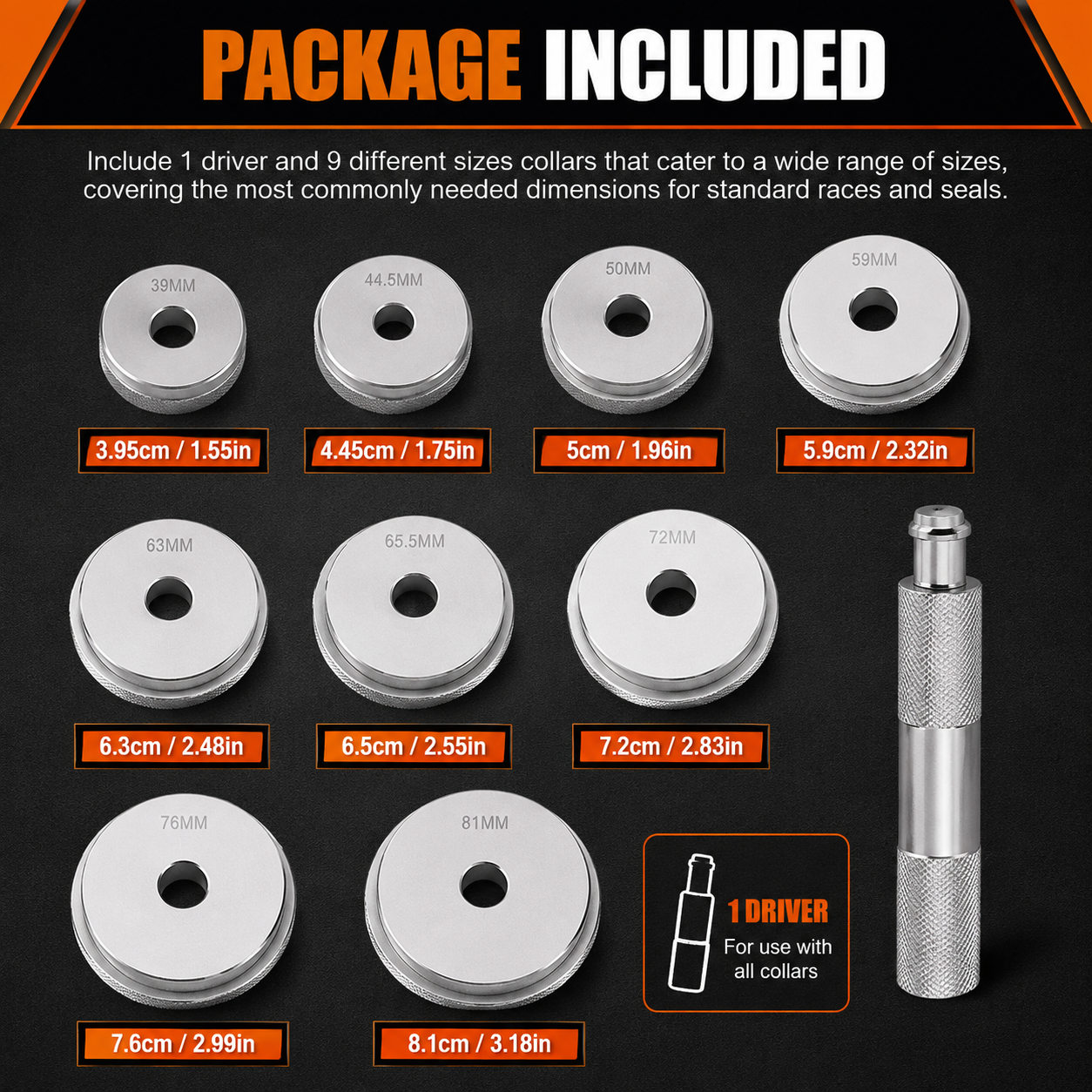 Vortek 10-Piece Bearing Race & Seal Driver Set
